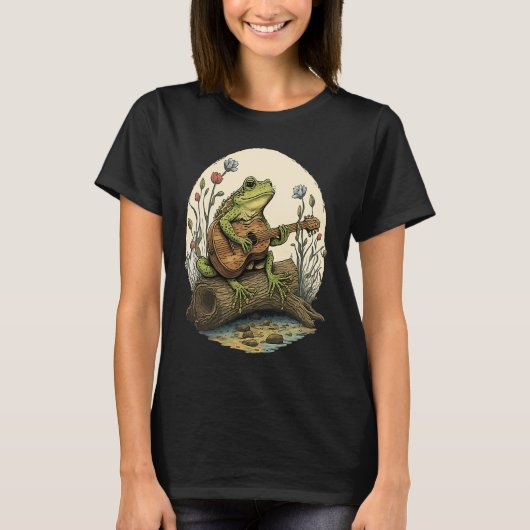 Awesome Frog Playing Guitar Frog Playing Banjo On Tシャツ (正面)