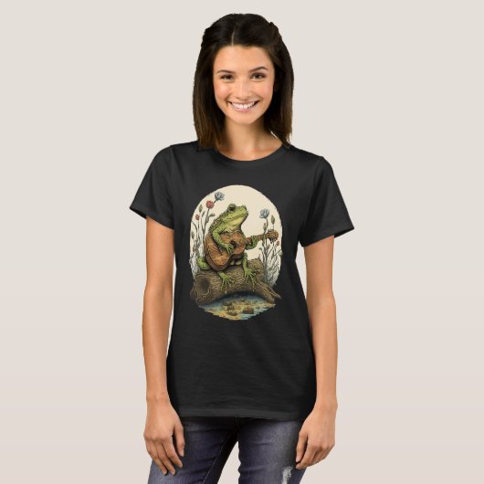 Awesome Frog Playing Guitar  Frog Playing Banjo On Tシャツ (正面フル)