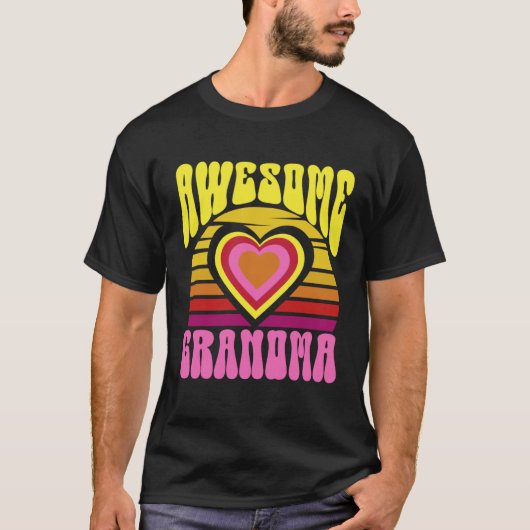Awesome Grandma Cute Sunset Hearts Mother s Day Re Tシャツ (正面)