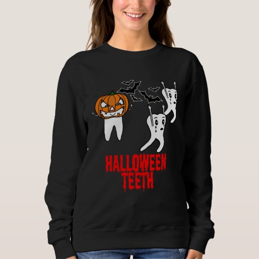 Awesome Halloween Tooth With Pumpkin For Dental Wo スウェットシャツ (正面)