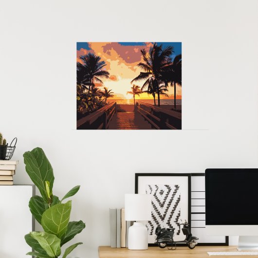 awesome Hollywood Beach pop art poster ポスター (ホームオフィス)