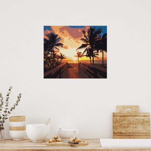 awesome Hollywood Beach pop art poster ポスター (キッチン)