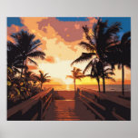 awesome Hollywood Beach pop art poster ポスター<br><div class="desc">Hollywood beach pop art poster by jessallendesigns</div>