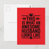 Awesome Husband Minimal Typography ポストカード (正面/裏面)