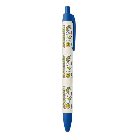 Awesome Kids Pen – Fun Colorful Design with Stars 青ボールペン (底(縦))