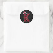 Awesome Letter K Initial Name Buffalo Plaid Christ ラウンドシール (バッグ)