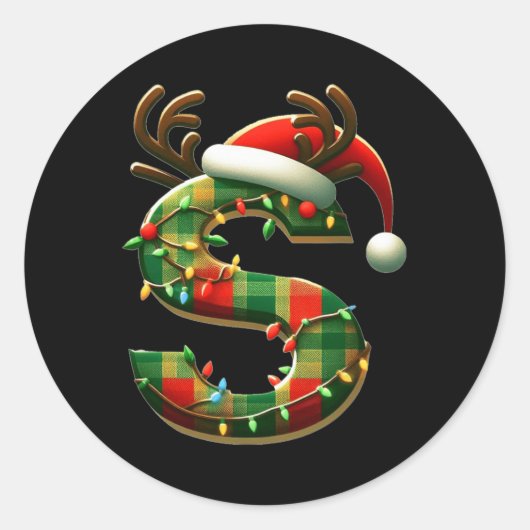 Awesome Letter S Santa Hat Monogram Initial Name S ラウンドシール (正面)