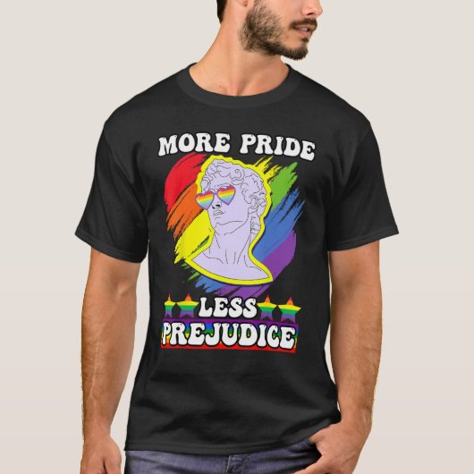 awesome lgbt pride love more pride less prejudice tシャツ (正面)