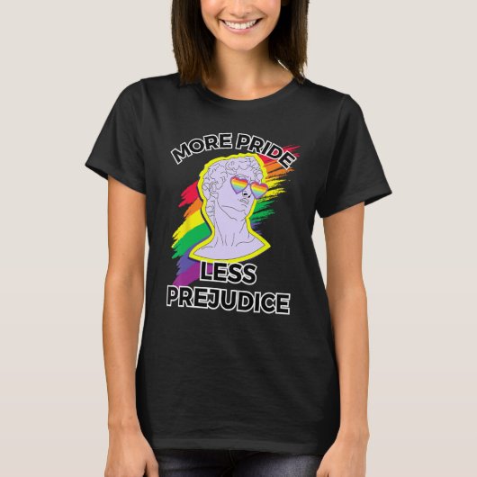awesome lgbt pride love more pride less prejudice tシャツ (正面)