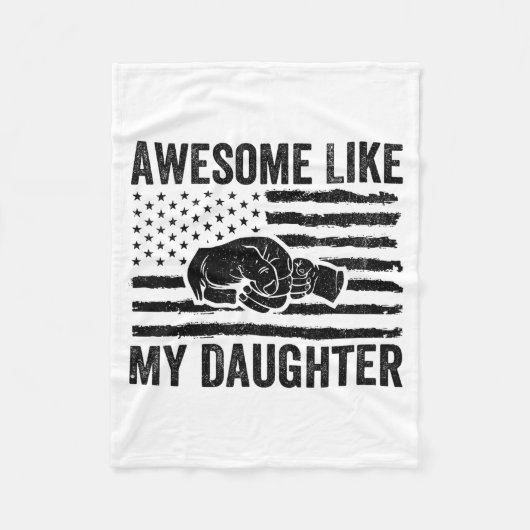 Awesome Like My Daughter Men Funny Fathers Day Dad フリースブランケット (正面)