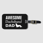 Awesome Long Hair Dachshund Dad Luggage Tag ラゲッジタグ (正面横)