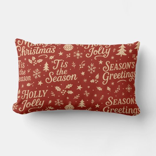 Awesome Merry Christmas phrase pattern ランバークッション (正面)
