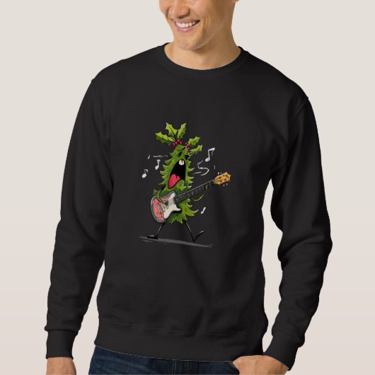 Awesome Mistletoe Graphic for Rocking Guitar Lover スウェットシャツ (正面)