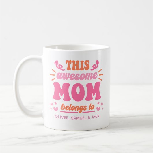 Awesome Mom Pink Orange コーヒーマグカップ (左)