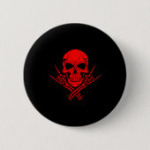 Awesome Music Skull Rocker Greeting Red Skull 缶バッジ (正面)