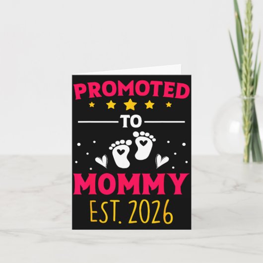 Awesome Promoted To Mommy 2026 Pregnancy Announcem カード (正面)