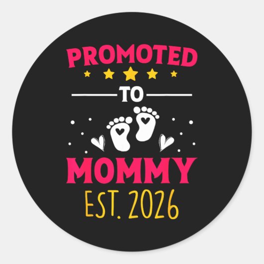 Awesome Promoted To Mommy 2026 Pregnancy Announcem ラウンドシール (正面)
