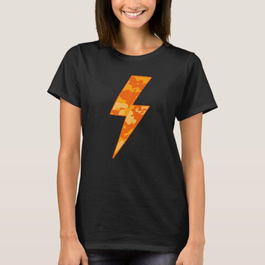 Awesome Retro ORANGE FALL CAMO Lightning Bolt Tシャツ (正面)