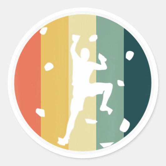 Awesome Retro Wall Climber Rock Mountain Climbing  ラウンドシール (正面)