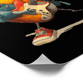 Awesome Robin Bird With Electric Guitar For Boys A ポスター (角)