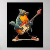 Awesome Robin Bird With Electric Guitar For Boys A ポスター (正面)