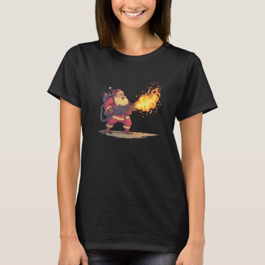 Awesome Santa Claus with Flamethrower Costume Tシャツ (正面)