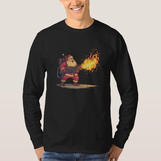 Awesome Santa Claus with Flamethrower Costume Tシャツ (正面)