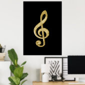 Awesome shining gold bar effects treble clef music ポスター (ホームオフィス)