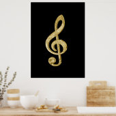 Awesome shining gold bar effects treble clef music ポスター (キッチン)