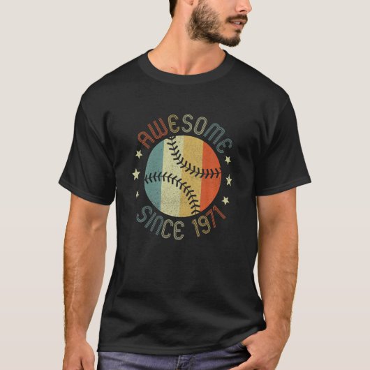 Awesome Since 1971 50Th Birthday 50 Year Old Baseb Tシャツ (正面)