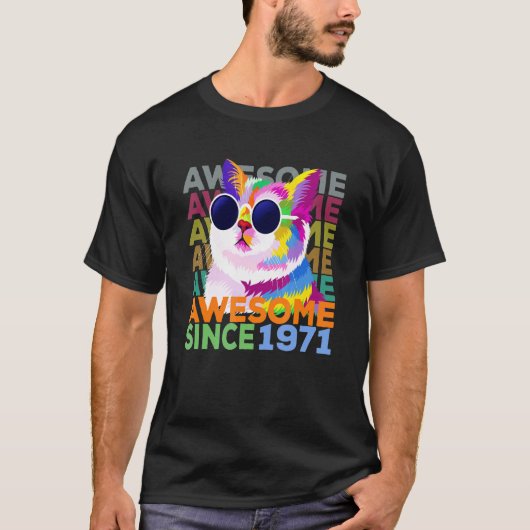 Awesome Since 1971 Cat 51st Birthday Tシャツ (正面)