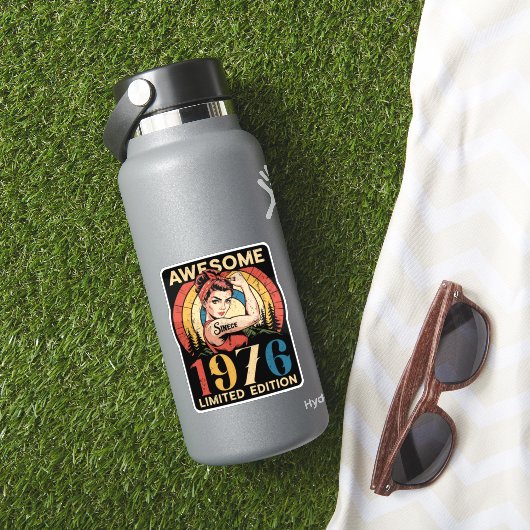 Awesome Since 1976 50th Women's Birthday Retro  シール (HydroFlaskインサイチュ)