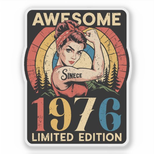 Awesome Since 1976 50th Women's Birthday Retro  シール (正面)