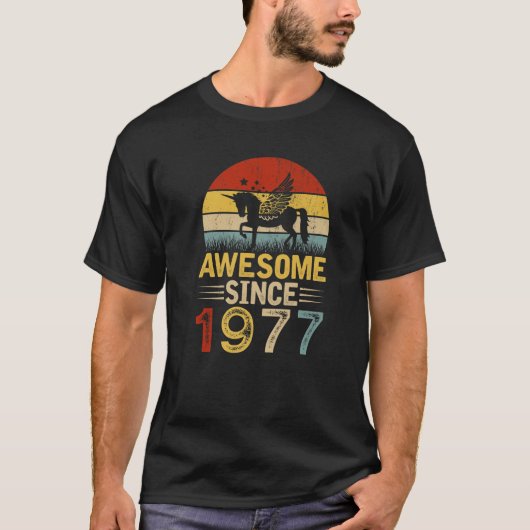 Awesome Since 1977 45 Yrs Old Unicorn Lover 45Th B Tシャツ (正面)