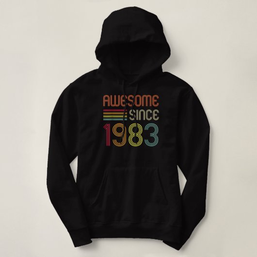 Awesome Since 1983 39th Birthday Retro パーカ (デザイン正面)