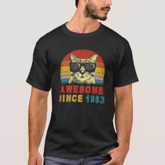 Awesome Since 1983 40Th Birthday Gifts Cat Lover Tシャツ