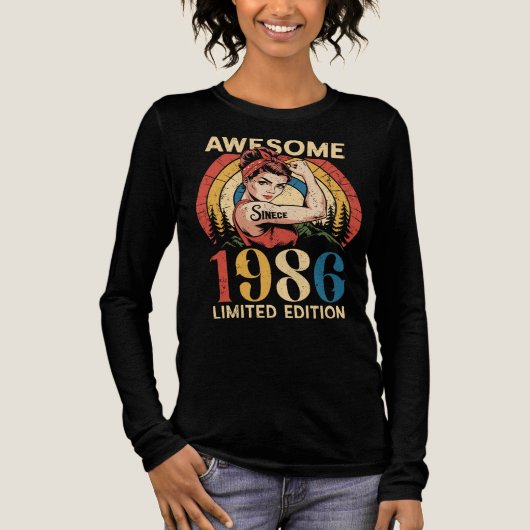 Awesome Since 1986 Retro 40th Women's Birthday  トライブレンドＴシャツ (正面)