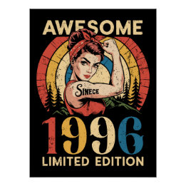 Awesome Since 1996 Retro 30th Women's Birthday ポスター