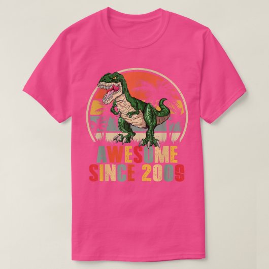 Awesome Since 2009 Dinosaur Boy 13th Birthday 13 Y Tシャツ (デザイン正面)