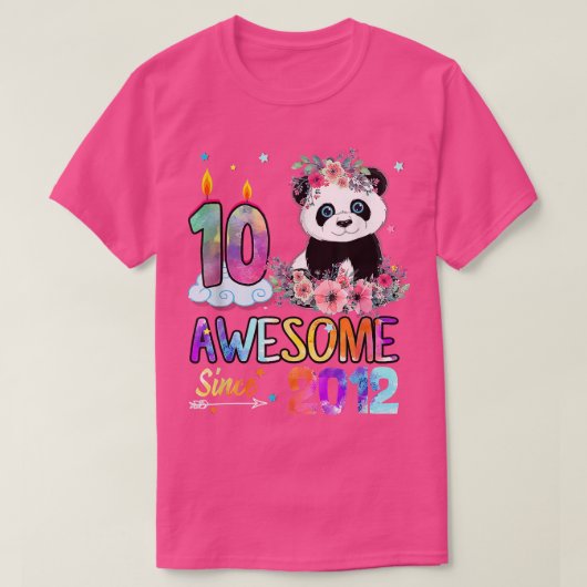 Awesome since 2012 10th Birthday 10 Year Old Panda Tシャツ (デザイン正面)
