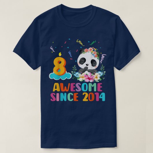 Awesome since 2014 8th Birthday 8 Year Old Panda U Tシャツ (デザイン正面)