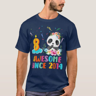 Awesome since 2014 8th Birthday 8 Year Old Panda U Tシャツ