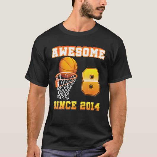 Awesome Since 2014 Basketball 8Th Birthday 8 Years Tシャツ (正面)