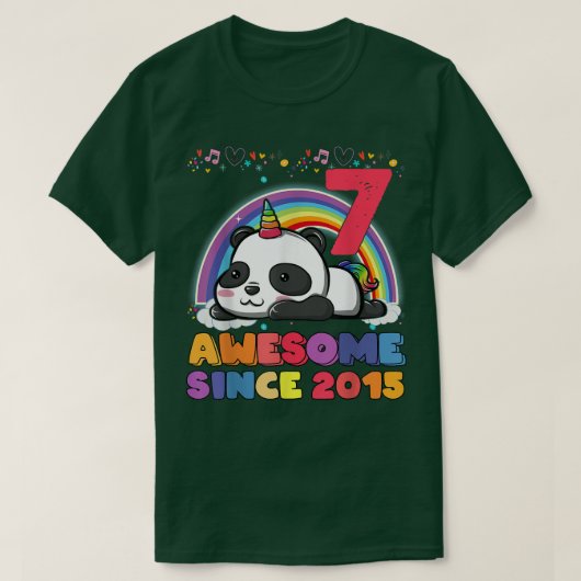 Awesome since 2015 7th Bday 7 Years Old Panda Unic Tシャツ (デザイン正面)