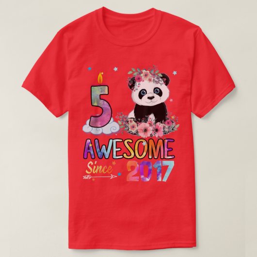 Awesome since 2017 5th Birthday 5 Year Old Panda U Tシャツ (デザイン正面)