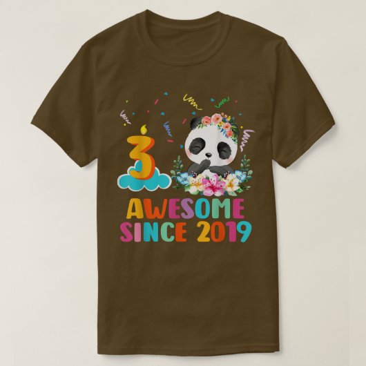 Awesome since 2019 3rd Birthday 3 Year Old Panda U Tシャツ (デザイン正面)