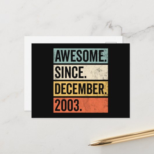 Awesome Since December 2003 Birthday ポストカード (正面/裏面インサイチュ)