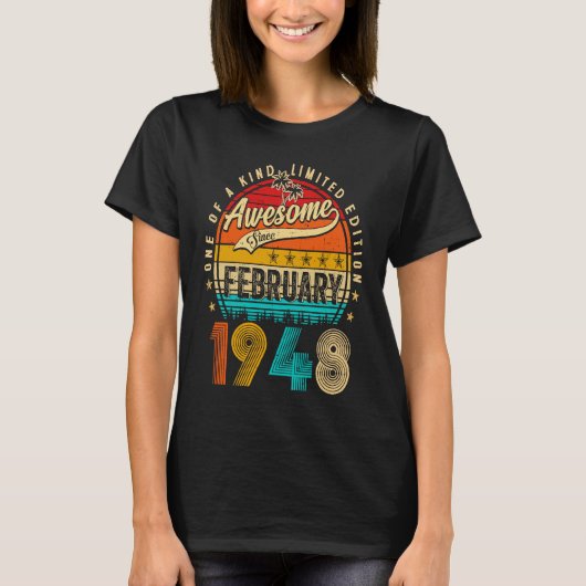 Awesome Since February 1948 75 Years Old 75th Birt Tシャツ (正面)