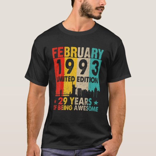 Awesome Since February 1993 29Th Birthday Vintage Tシャツ (正面)