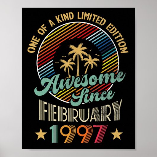 Awesome Since February 1997 25th Birthday Vintage ポスター (正面)